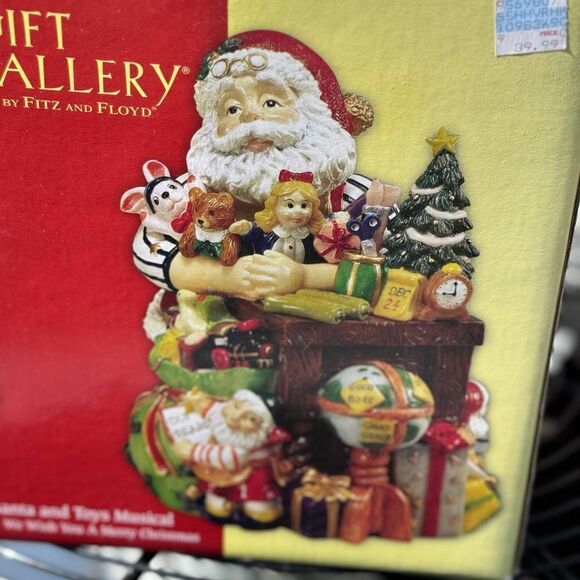 Fitz and Floyd Santa and toys musical plays We Wish You a Merry Christmas. It wo - Picture 5 of 12